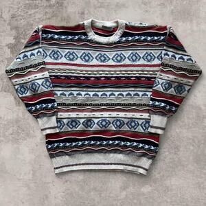Lorenzo Beige Diamond Pattern Coogi Style Sweater Knit Jumper M German Cotton